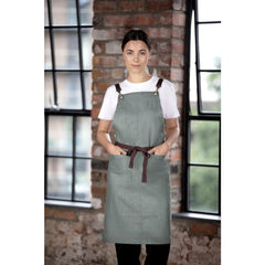 Southside Linen Blend Bib Apron Forest Green Southside Linen Blend Bib Apron Forest Green