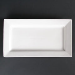 Olympia Lumina Wide Rim Rectangular Plates White 310mm (Pack of 2) Olympia Lumina Wide Rim Rectangular Plates White 310mm (Pack of 2)