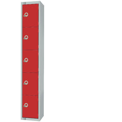 Elite Five Door Electronic Combination Locker with Sloping Top Red Elite Five Door Electronic Combination Locker with Sloping Top Red
