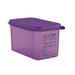 Araven Allergen Polypropylene 1/4 Gastronorm Food Storage Container Purple 4.3L Araven Allergen Polypropylene 1/4 Gastronorm Food Storage Container Purple 4.3L