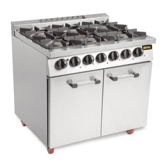 Buffalo 6 Burner Gas Oven Range with Castors Buffalo 6 Burner Gas Oven Range with Castors