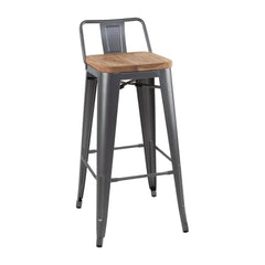 Bolero Bistro Backrest High Stools with Wooden Seat Pad Gun Metal (Pack of 4) Bolero Bistro Backrest High Stools with Wooden Seat Pad Gun Metal (Pack of 4)