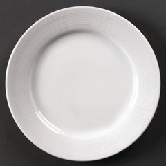 Olympia Linear Wide Rimmed Plates White 200mm (Pack of 12) Olympia Linear Wide Rimmed Plates White 200mm (Pack of 12)