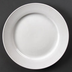 Olympia Linear Wide Rimmed Plates White 250mm (Pack of 12) Olympia Linear Wide Rimmed Plates White 250mm (Pack of 12)