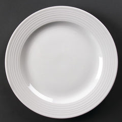 Olympia Linear Wide Rimmed Plates White 310mm (Pack of 6) Olympia Linear Wide Rimmed Plates White 310mm (Pack of 6)