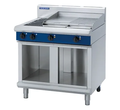 Blue Seal Evolution Series 900mm Electric Cooktop with 600mm Griddle Plate on Cabinet Base