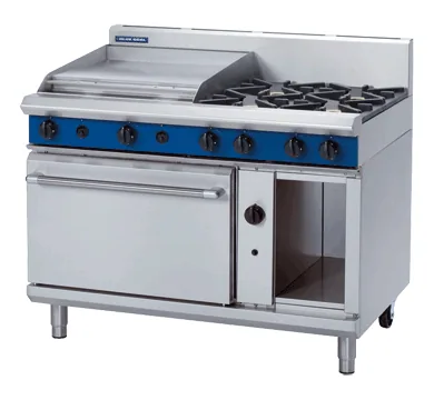 Blue Seal Evolution Series 1200mm Gas 4 Burner Griddle Oven Range with Cabinet Base