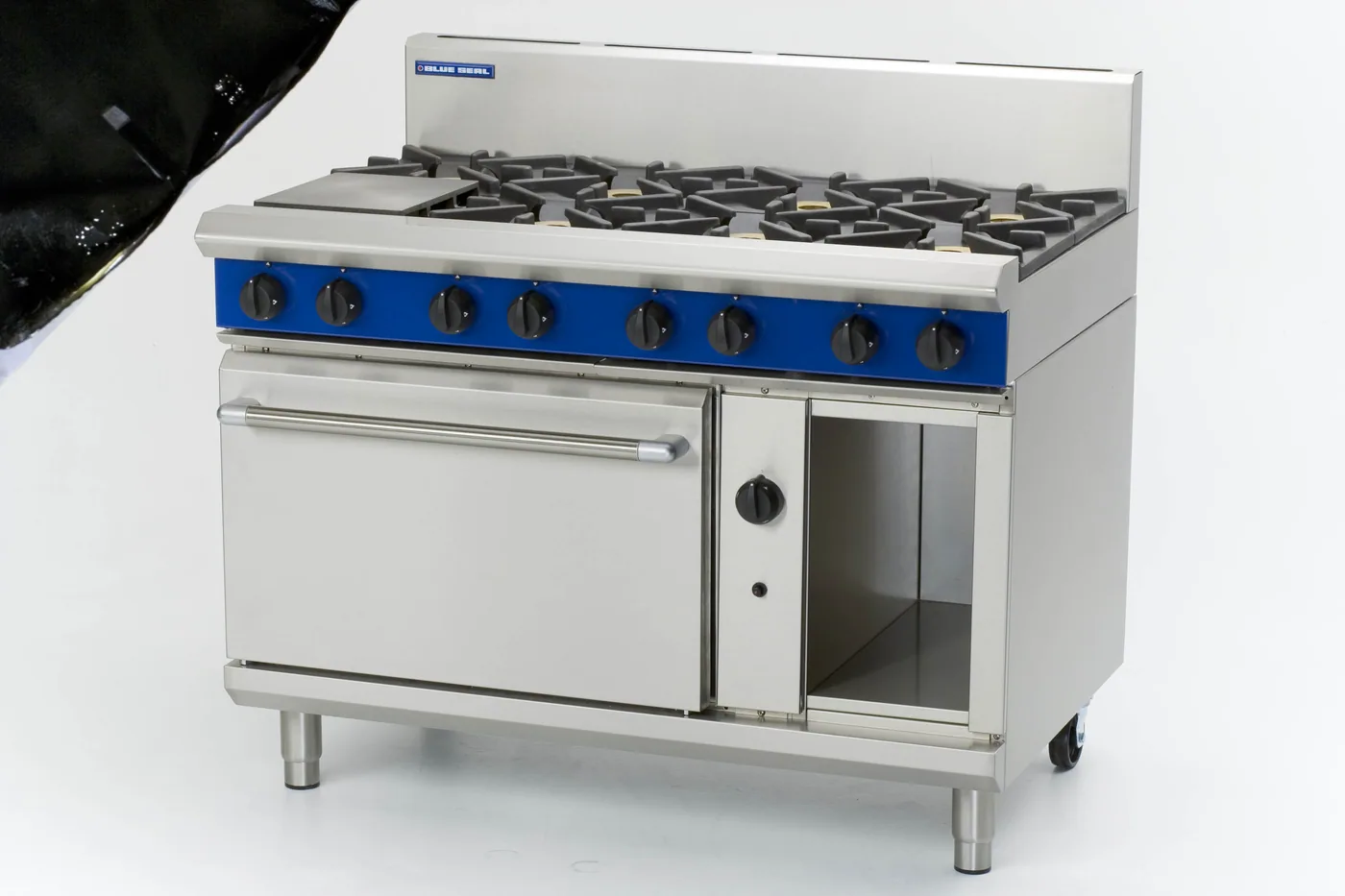 Blue Seal Evolution Series 1200mm Gas 8 Burner Oven Range with Cabinet Base