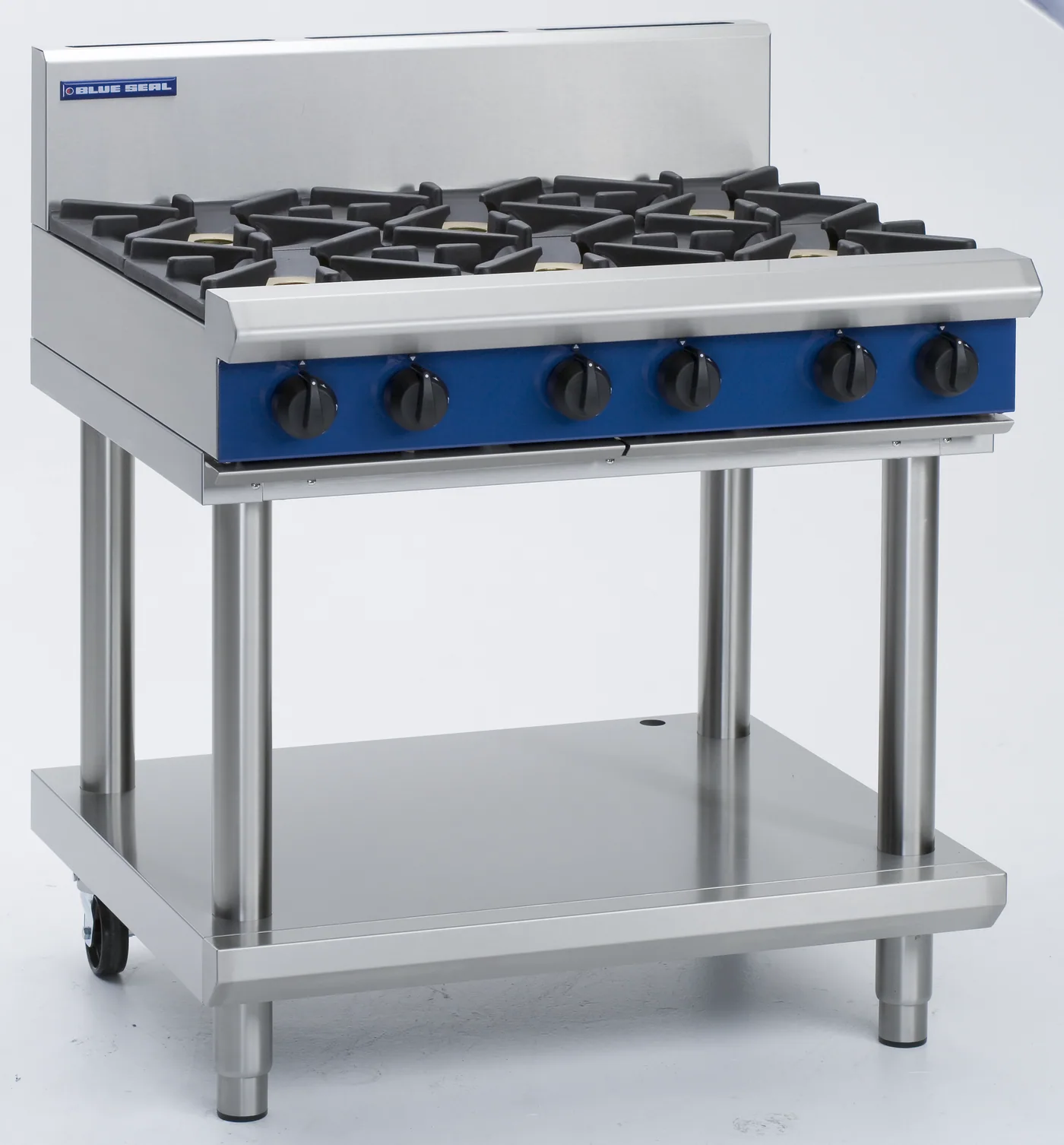 Blue Seal Evolution Series 900mm Gas 6-Burner Cooktop (Open Stand with Shelf)