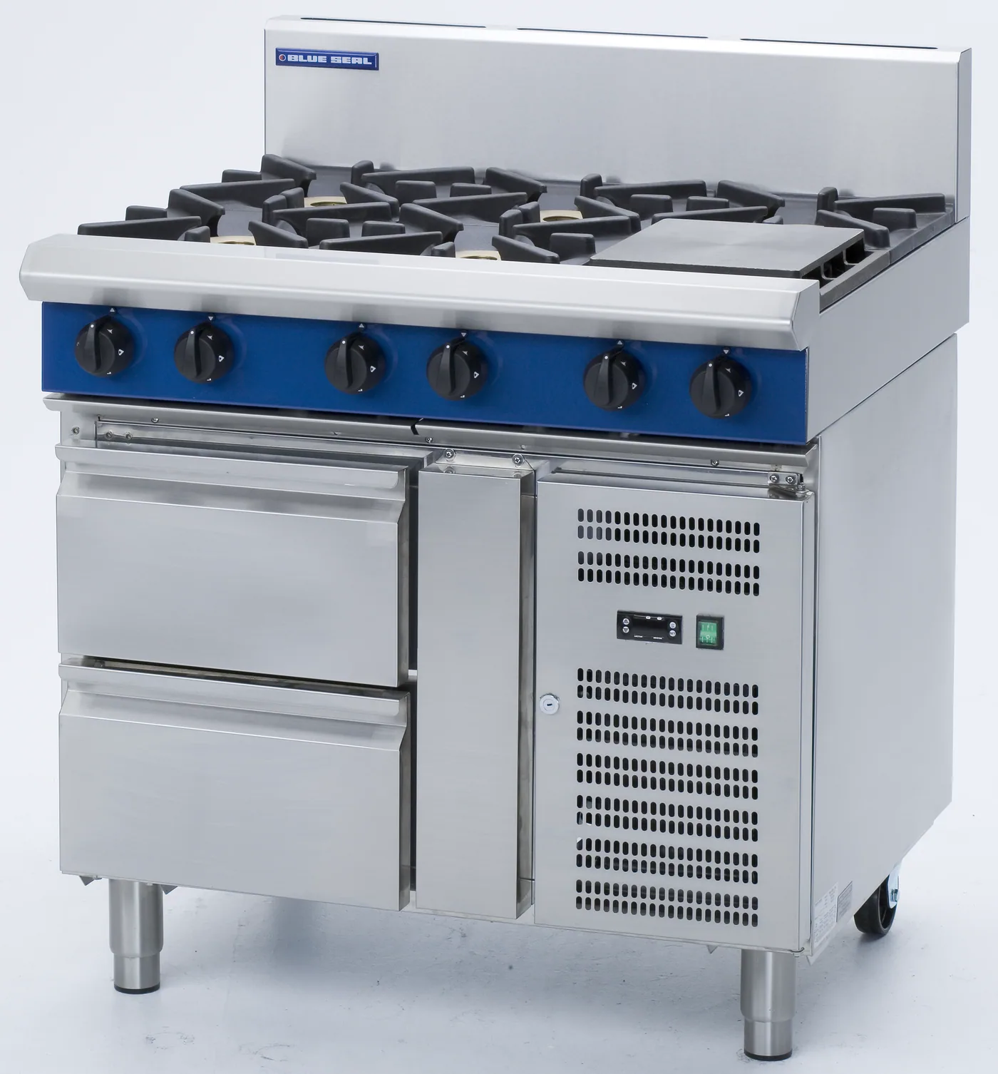 Blue Seal Evolution Series 900mm Gas 6-Burner Cooktop (Refrigerated Base)