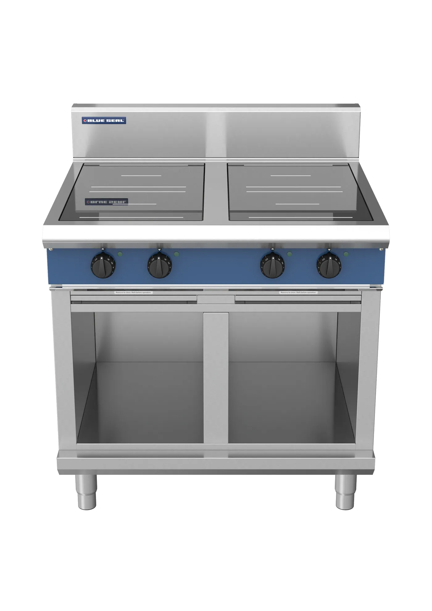 Blue Seal 900mm Induction 4 Round Zone Range, 20kW Cabinet Base