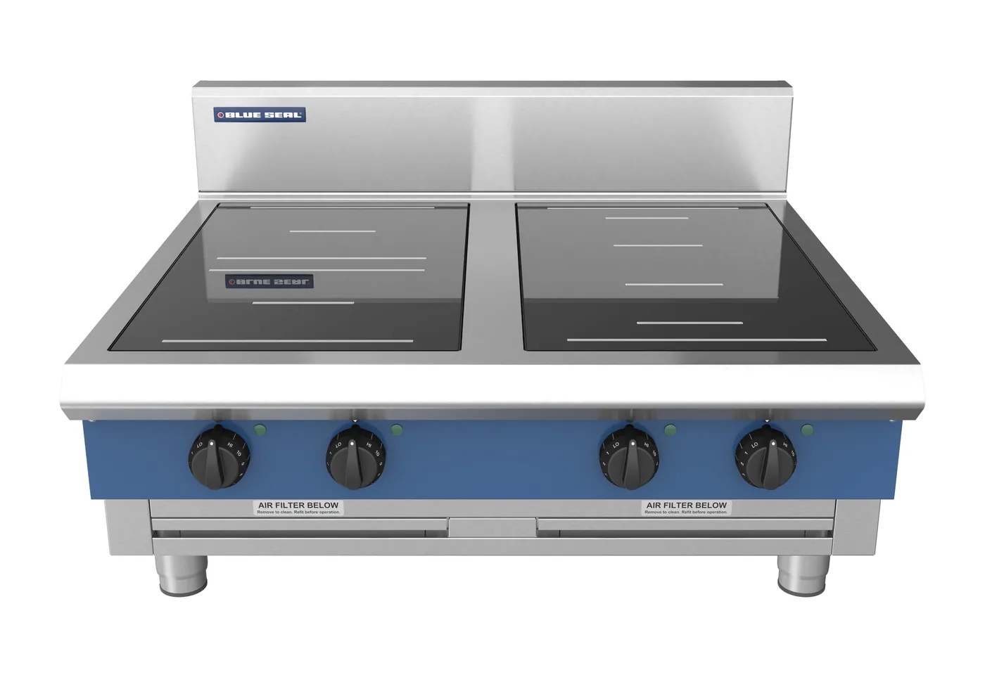 Blue Seal 900mm Induction 4 Zone Range (2 Round, 2 Full), 20kW Bench Model