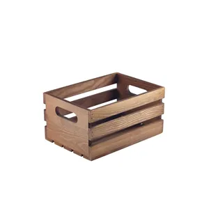 Genware Dark Rustic Wooden Crate 21.5x15x10.8cm (21.5 x 15 x 10.8cm (L x W x H))