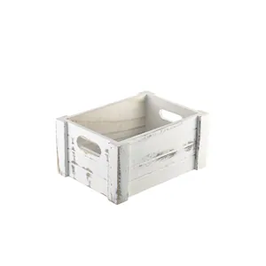 Genware White Wash Wooden Crate 22.8x16.5x11cm )