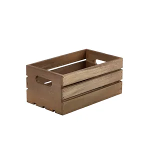 Genware Dark Rustic Wooden Crate 27 x 16 x 12cm (27 x 16 x 12cm (L x W x H))