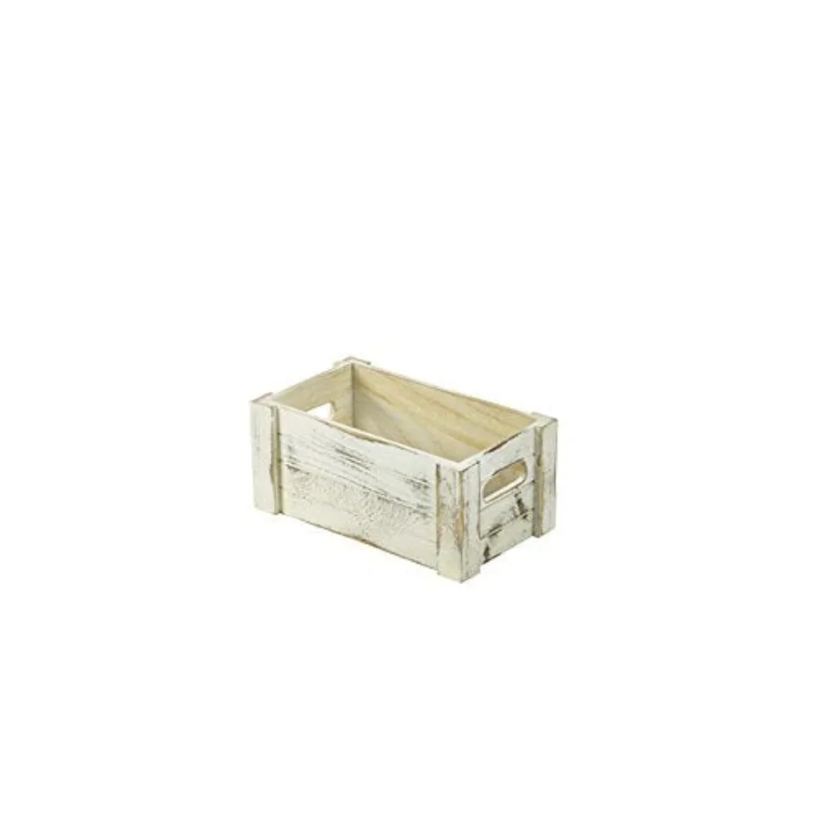 White Wash Wooden Crate 27 x 16 x 12cm
