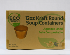 Aqueous 12oz Kraft Round Soup Containers