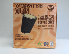 16oz Black Compostable Ripple Cups