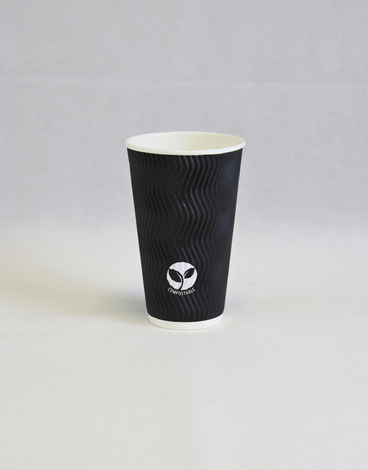 16oz Black Compostable Ripple Cups