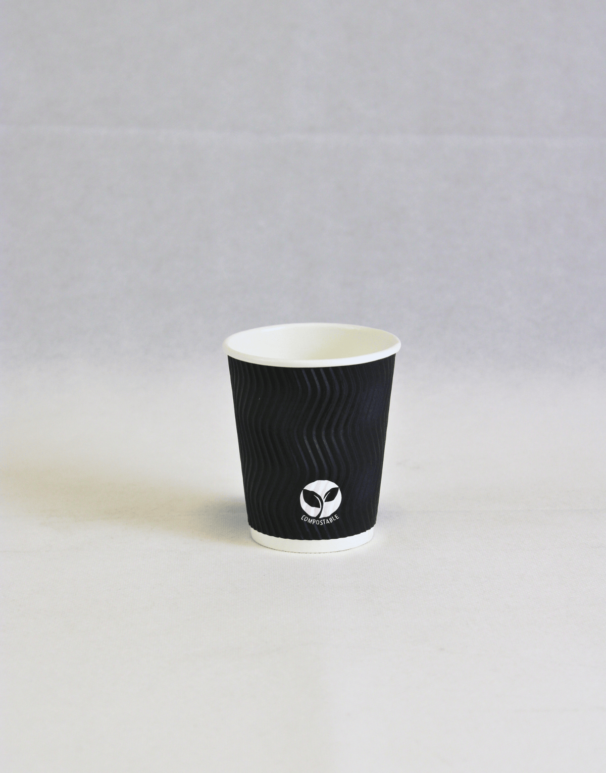 8oz Black Compostable Ripple Cups