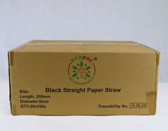 Black Paper Straws - 200mm x 6mm