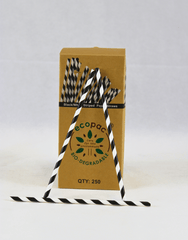 Black & White Striped Paper Straws 200mm x 6mm