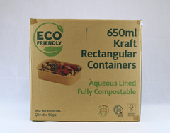 Aqueous Kraft Rectangle Containers 650ml