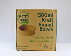 Aqueous Kraft Round Bowls 500ml