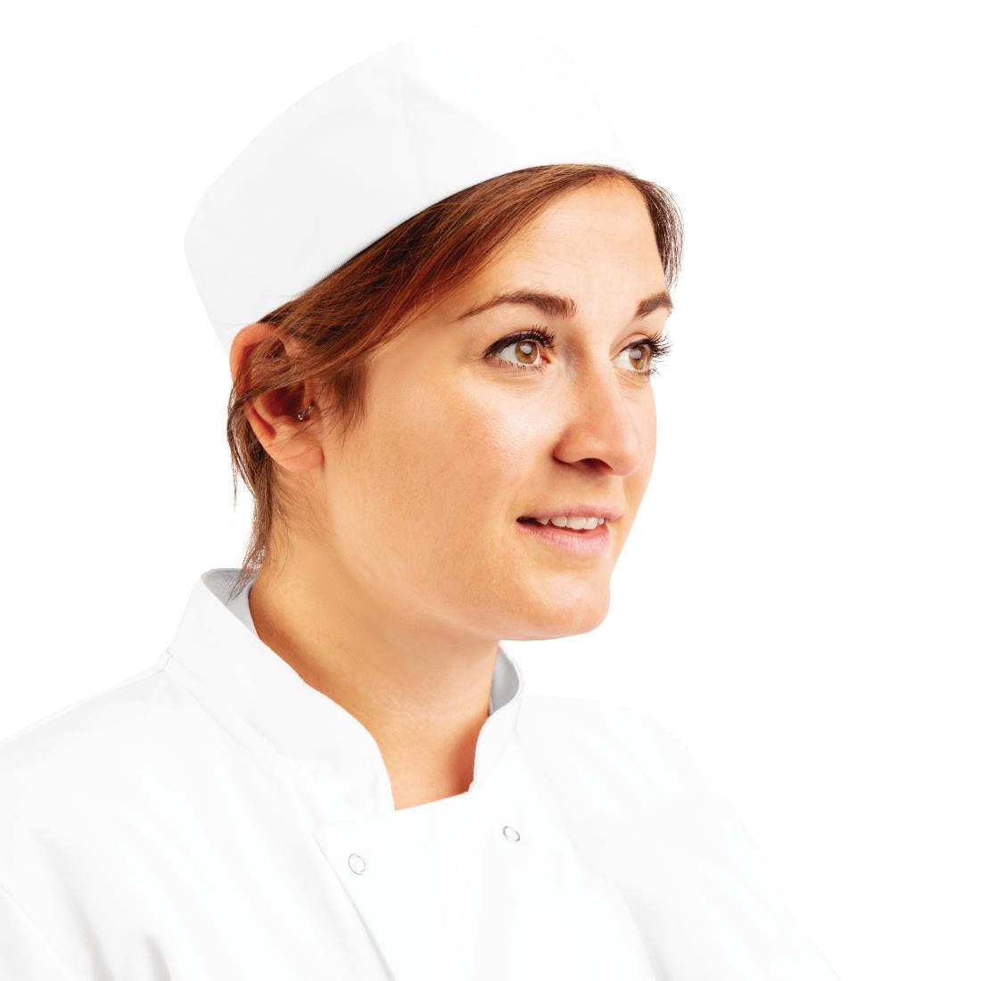 Whites Chefs Unisex Skull Cap Polycotton White -