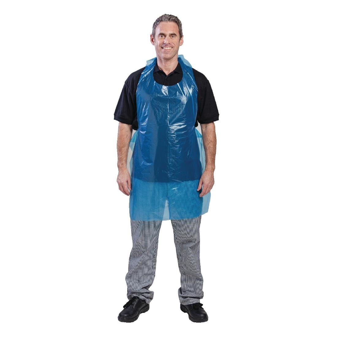 Disposable Polythene Bib Aprons Blue (Pack of 100)