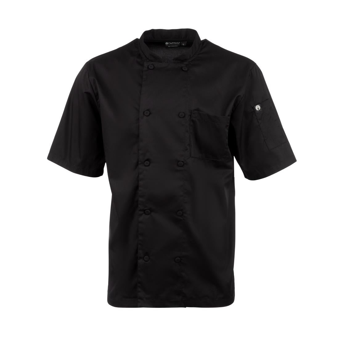 Chefs Works Montreal Cool Vent Unisex Short Sleeve Chefs Jacket Black