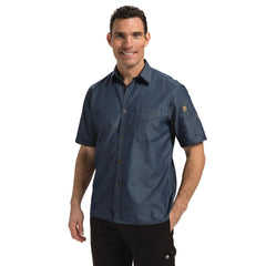 Chef Works Detroit Unisex Denim Shirt Short Sleeve Blue