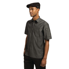 Chef Works Unisex Detroit Denim Short Sleeve Shirt Black