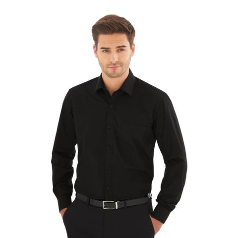 Brook Taverner Mens Long Sleeve Black Rapino Shirt - Collar 17"