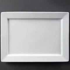 Olympia Whiteware Wide Rim Rectangular Platter 400x295mm