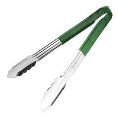 Hygiplas Colour Coded Green Serving Tongs 300mm