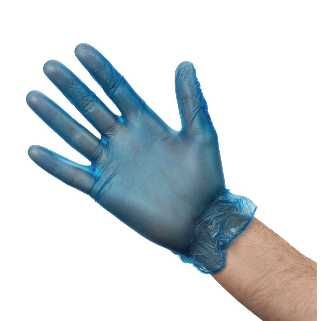Vogue Powdered Vinyl Gloves Blue Large (Pack of