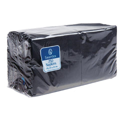 Swantex Cocktail Napkin Black 25x25cm 2ply 1/4 Fold (Pack of 8)