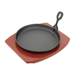 Olympia Cast Iron Round Sizzler with Wooden Stand 22cm