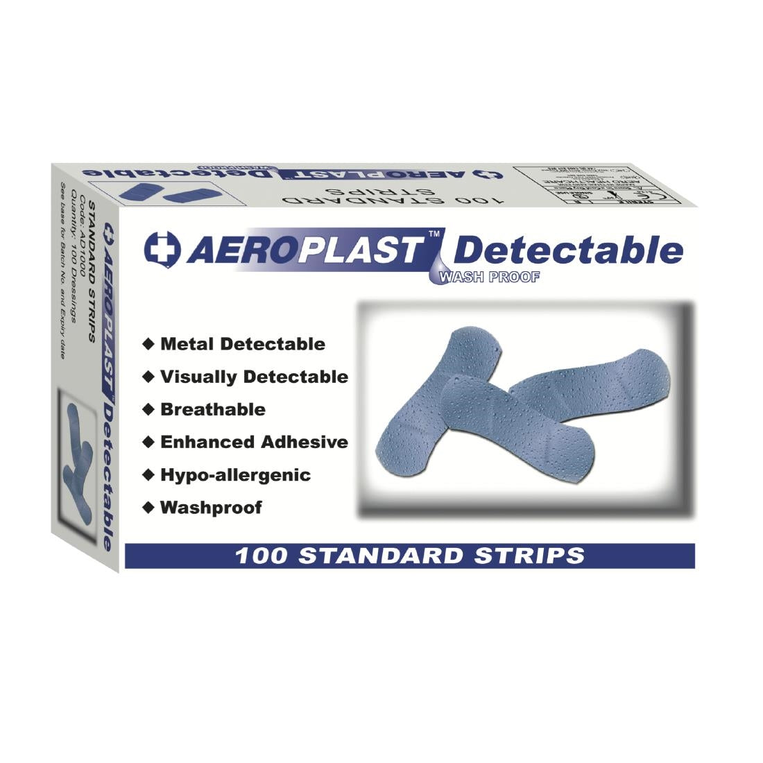 Aeroplast Detectable Blue Plasters Extra Wide 25x75mm (Pack of 100)