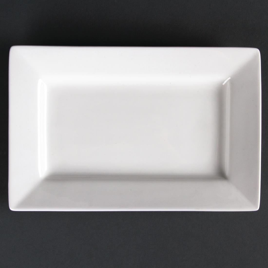 Olympia Lumina Wide Rim Rectangular Plates White 200x 130mm (Pack of 6)