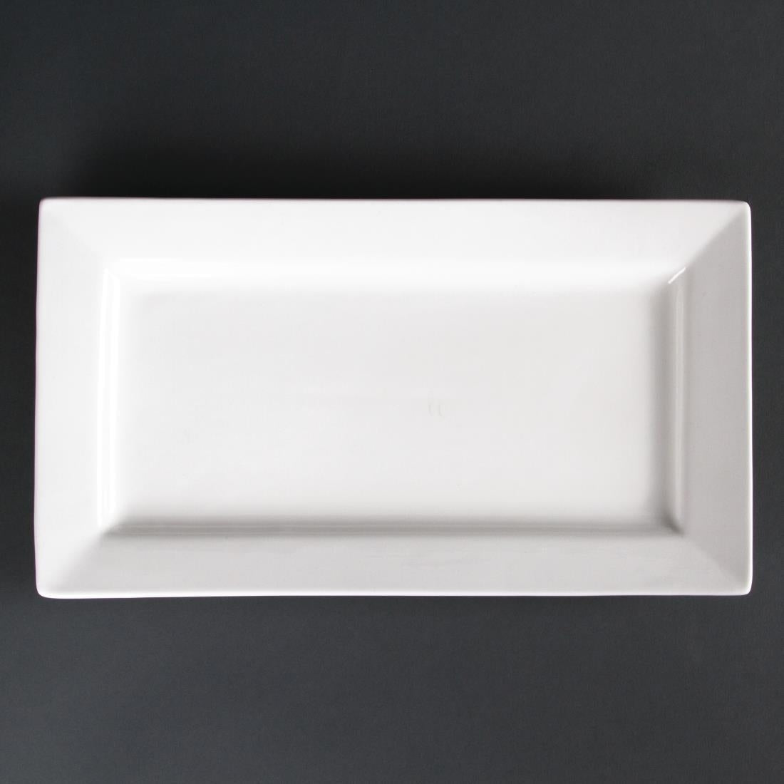 Olympia Lumina Wide Rim Rectangular Plates White 310mm (Pack of 2)