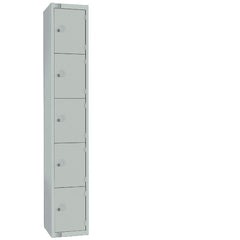 Elite Five Door Coin Return Locker with Sloping Top Grey