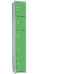 Elite Five Door Padlock Locker with Sloping Top Green