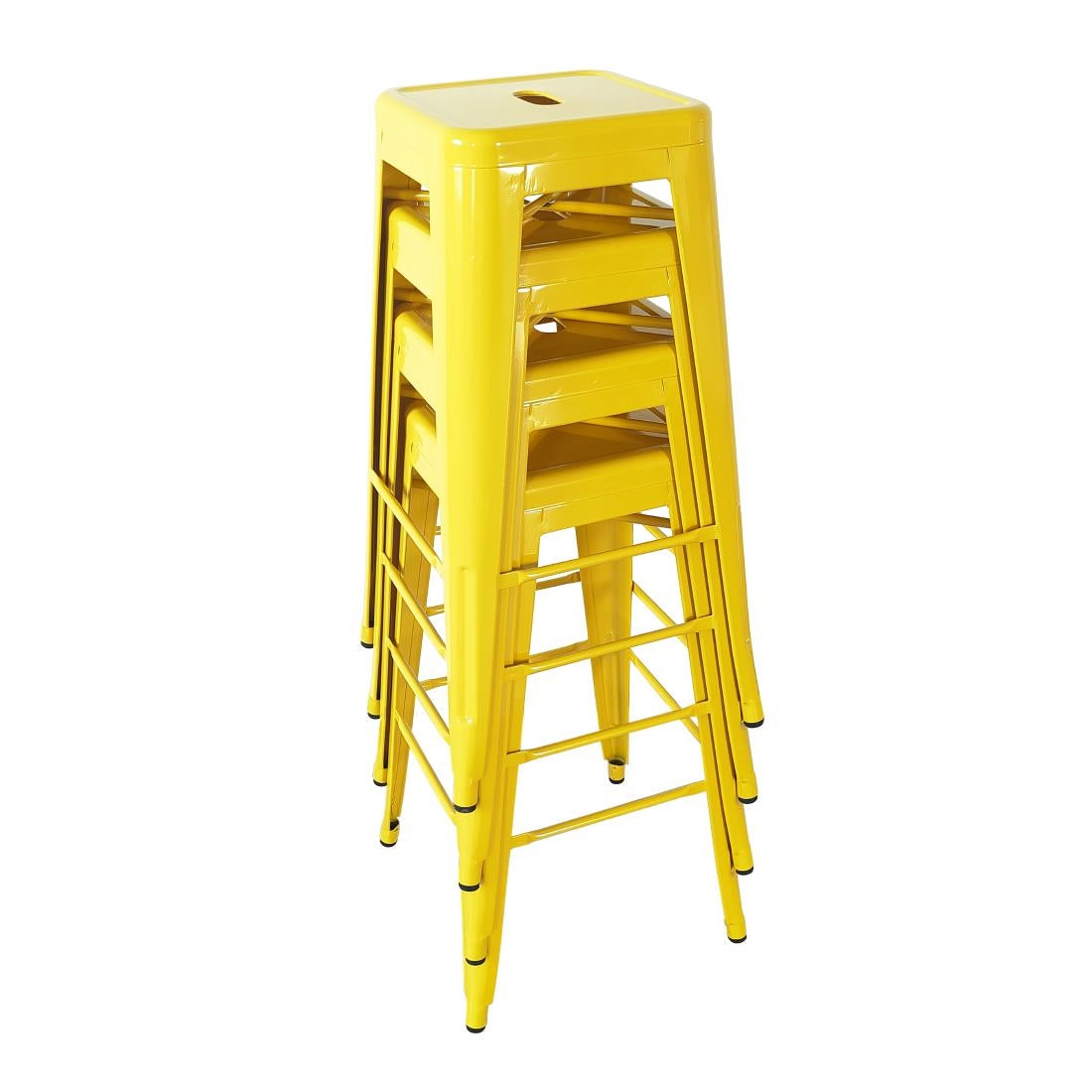 Bolero Bistro Yellow Steel High Stool (Pack of 4)