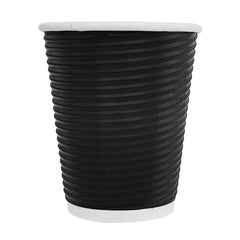 Fiesta Recyclable Coffee Cups Ripple Wall Black 225ml / 8oz (Pack of