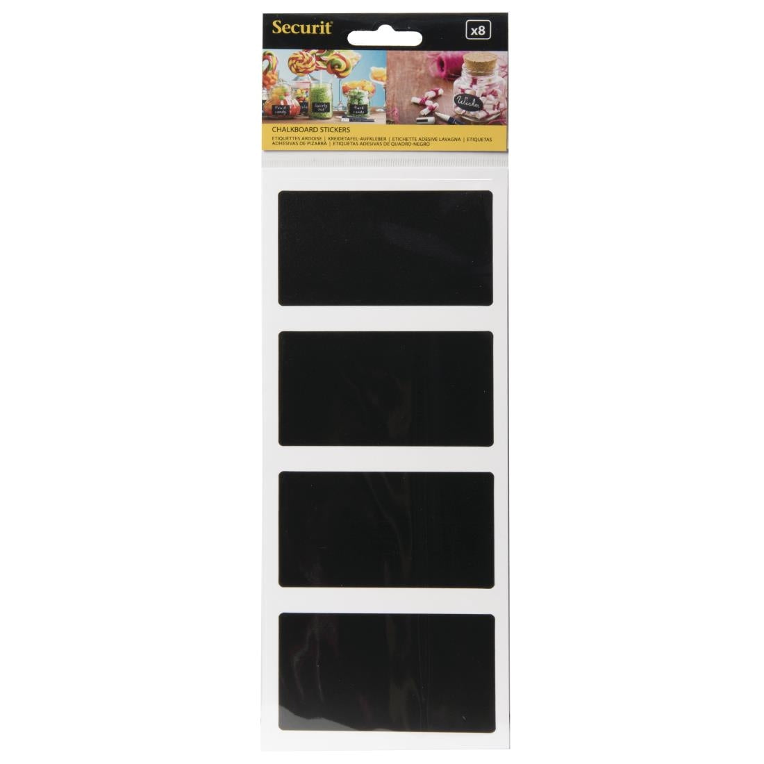 Securit Adhesive Chalkboard Labels Rectangle (Pack of 8)