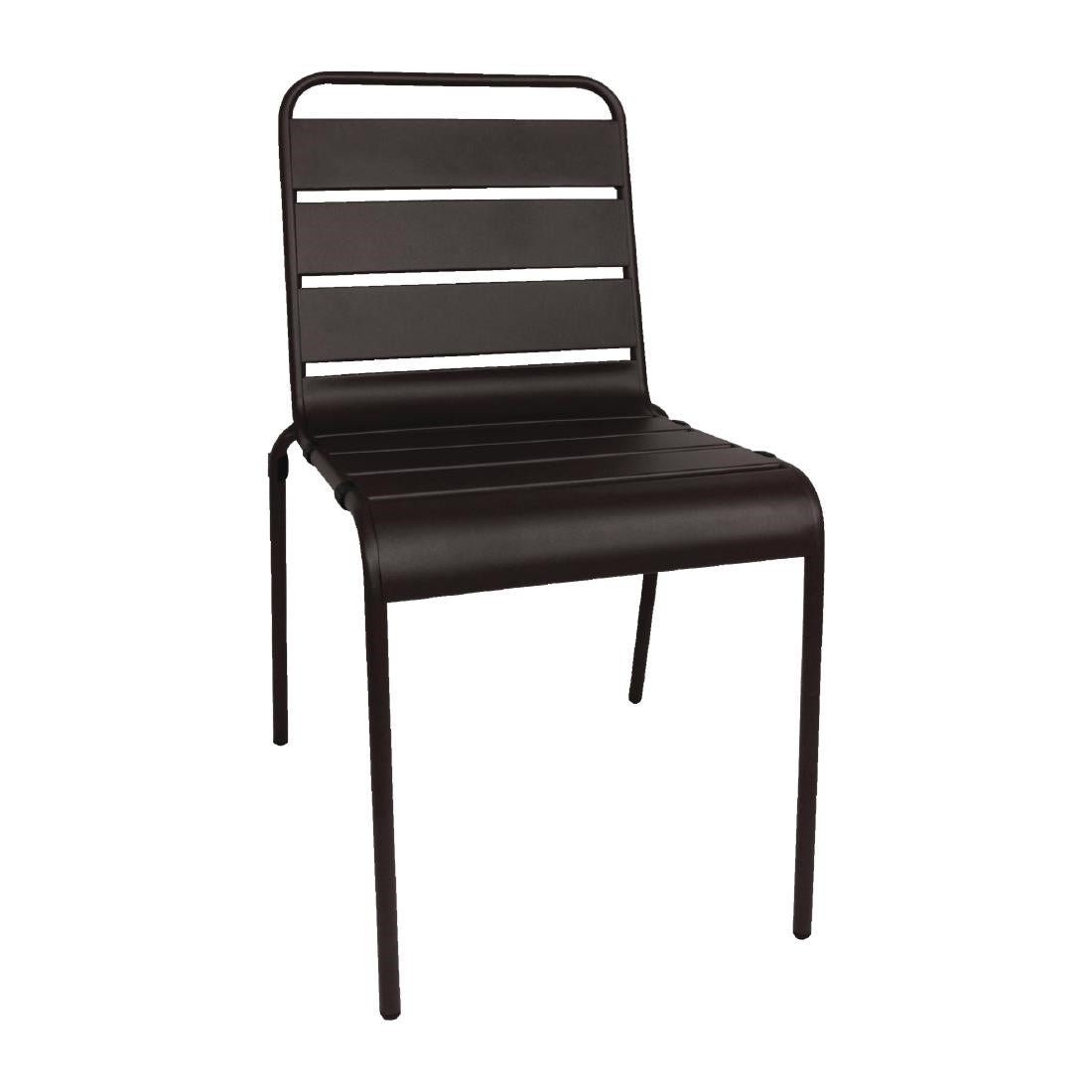 Bolero Amalfi Slatted Steel Side Chairs Black (Pack of 4)