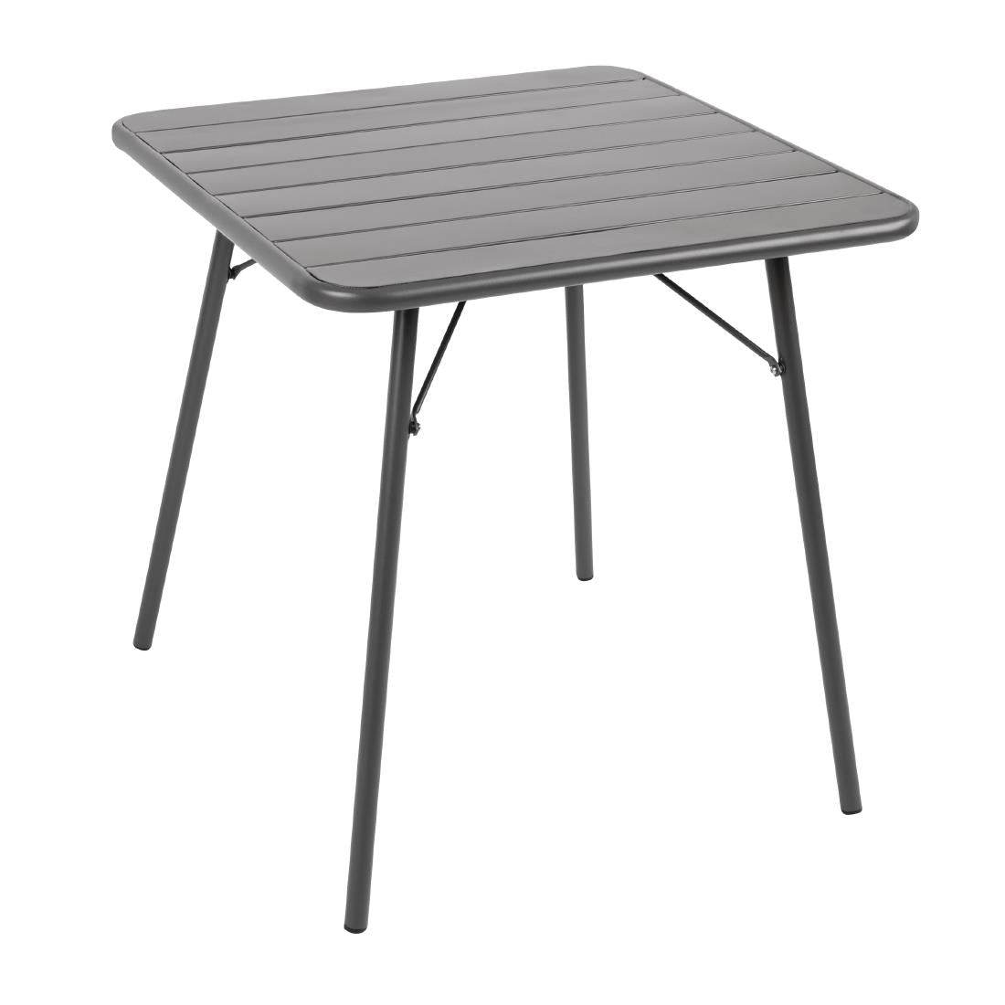 Bolero Amalfi Slatted Square Steel Folding Table Grey 700mm