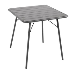 Bolero Amalfi Slatted Square Steel Folding Table Grey 700mm